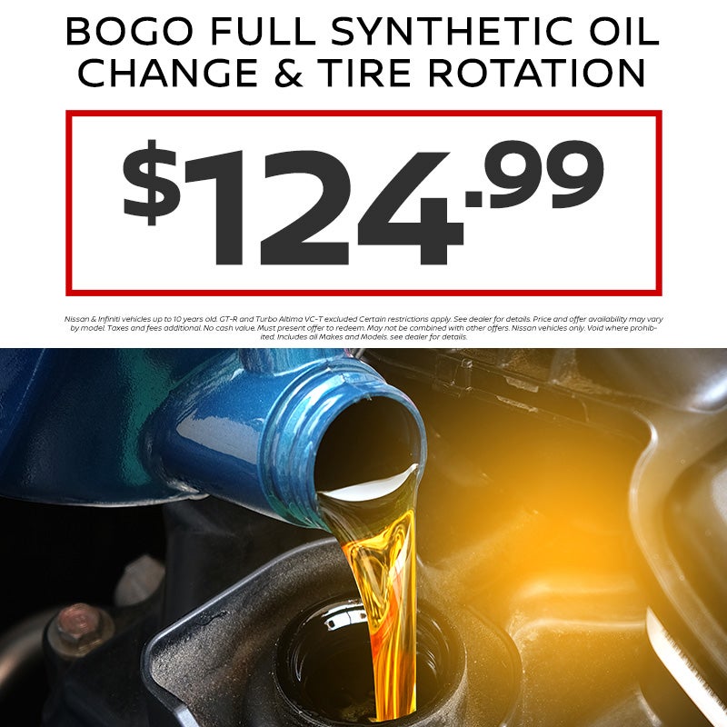 BOGO Full Synthetic Oil Change & Tire Rotation $124.99