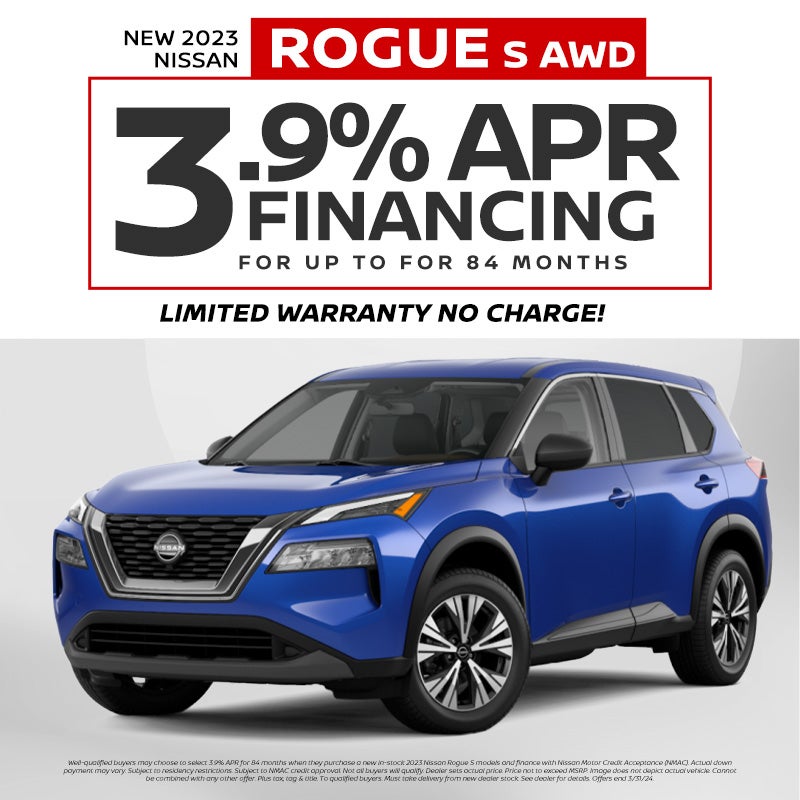 2023 Nissan Rogue S AWD 3.9% for 84 mo.