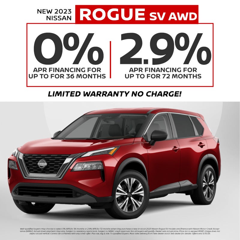 2023 Nissan Rogue SV AWD 0% for 36 mo. / 2.9% for 72 mo.